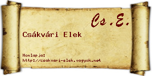 Csákvári Elek névjegykártya
